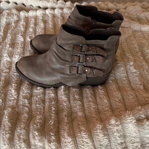 Stylish Brown Ankle Boots with triple buckles